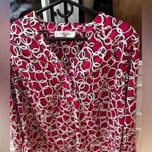 Jones Studio Red and White Long Sleeve Button Down Shirt